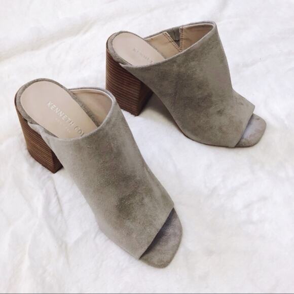 Kenneth Cole Karolina Light Gray Block Heel Mules - Picture 2 of 8